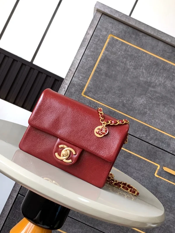 Maxi Clutch Bag, Grained Shiny Calfskin & Gold-Tone Metal, Black
