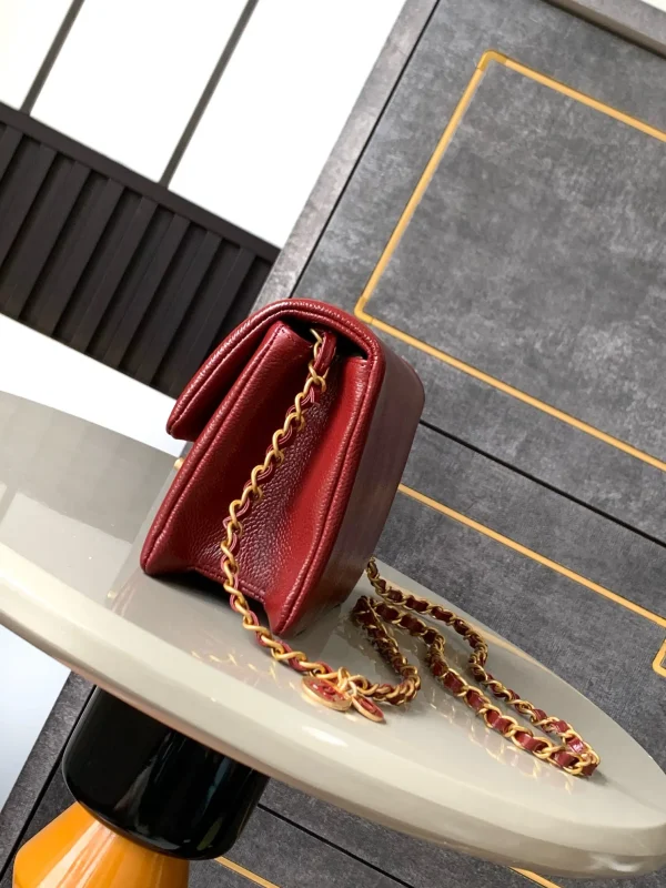 Maxi Clutch Bag, Grained Shiny Calfskin & Gold-Tone Metal, Black - Image 5