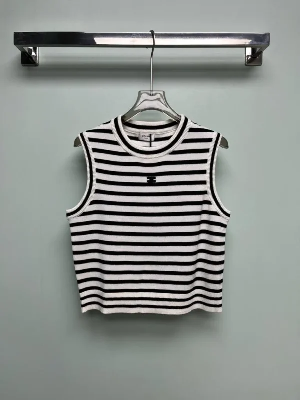 Milumia Women Striped Crop Tank Tops Sleeveless Skinny Tee