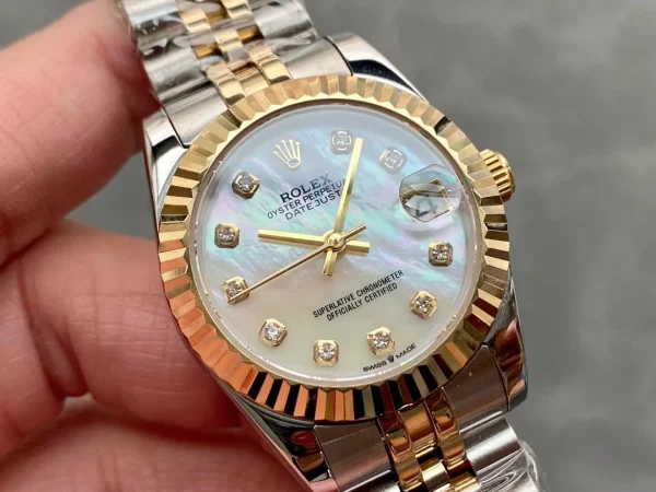 Rolex Datejust 31 Two Tone Yellow Gold Silver Diamond - Image 4
