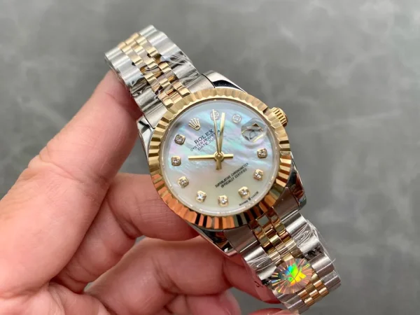 Rolex Datejust 31 Two Tone Yellow Gold Silver Diamond - Image 7