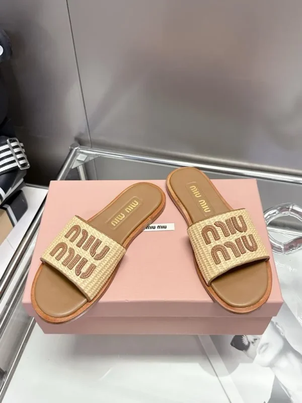 Women's Miu Miu Raffia Slippers - Image 4