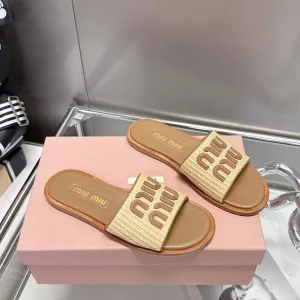 Women's Miu Miu Raffia Slippers