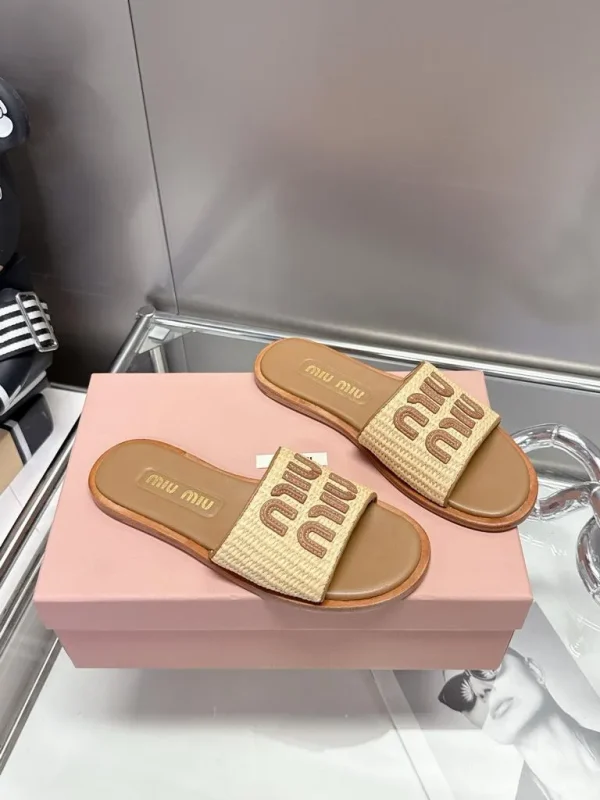 Women's Miu Miu Raffia Slippers