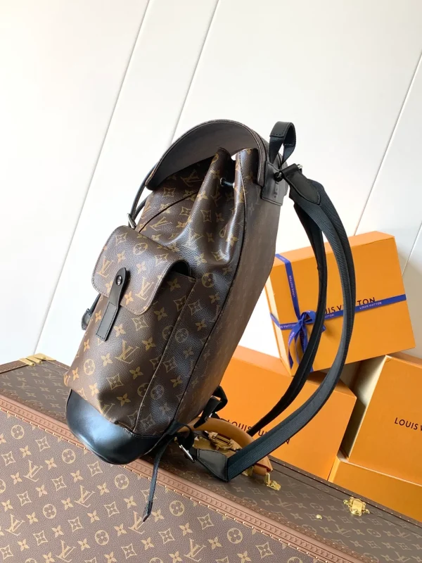 Christopher MM Backpack - Luxury Monogram Macassar Canvas Brown - Image 3