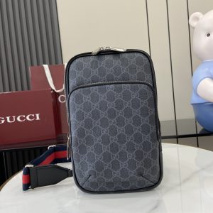 GG Black sling backpack in GG Supreme