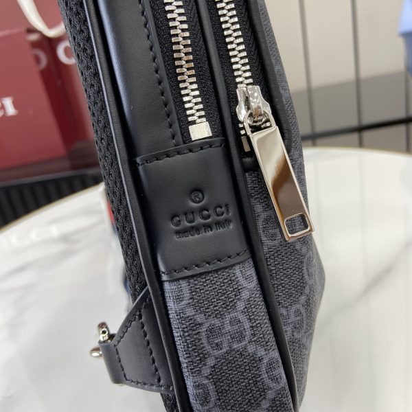GG Black sling backpack in GG Supreme - Image 4