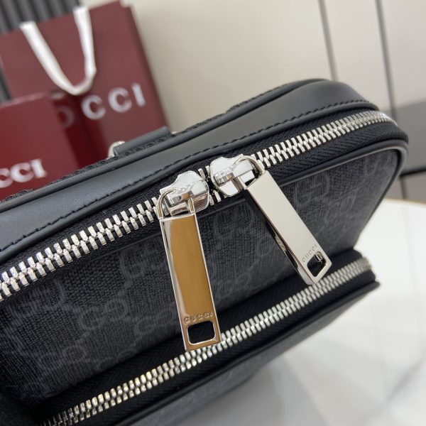 GG Black sling backpack in GG Supreme - Image 8