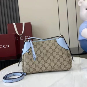 GG Emblem small shoulder bag in Beige GG Canvas