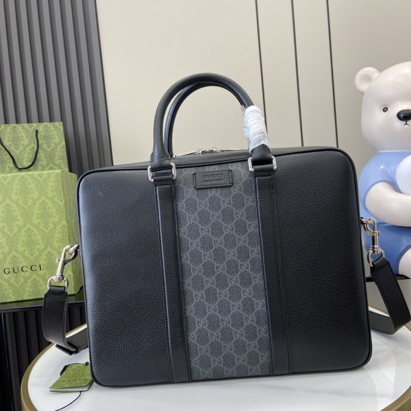 GG Supreme medium briefcase in Black GG Canvas - Image 2
