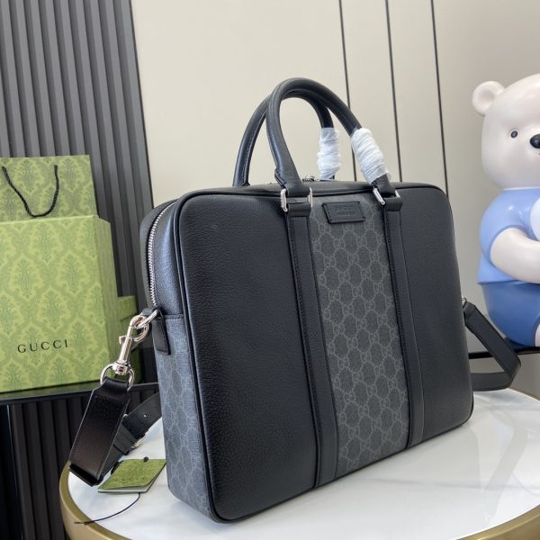 GG Supreme medium briefcase in Black GG Canvas - Image 3