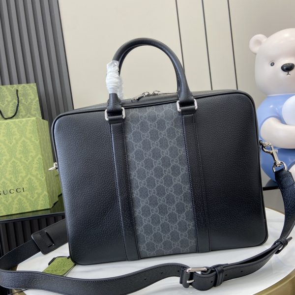 GG Supreme medium briefcase in Black GG Canvas