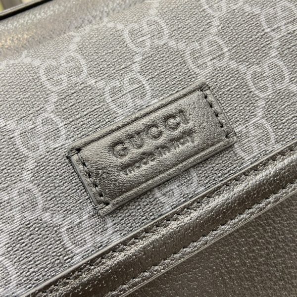 Gucci Black GG Supreme Canvas Black Leather Small Messenger - Image 5