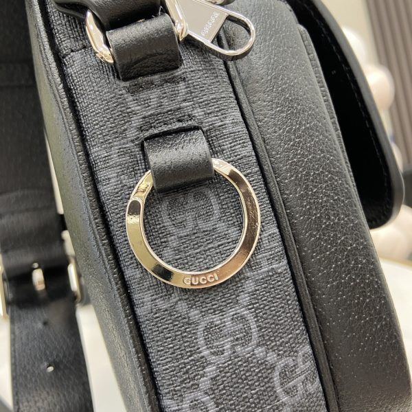 Gucci Black GG Supreme Canvas Black Leather Small Messenger - Image 7