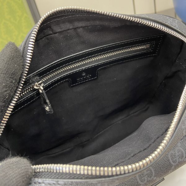 Gucci Black GG Supreme Canvas Black Leather Small Messenger - Image 8