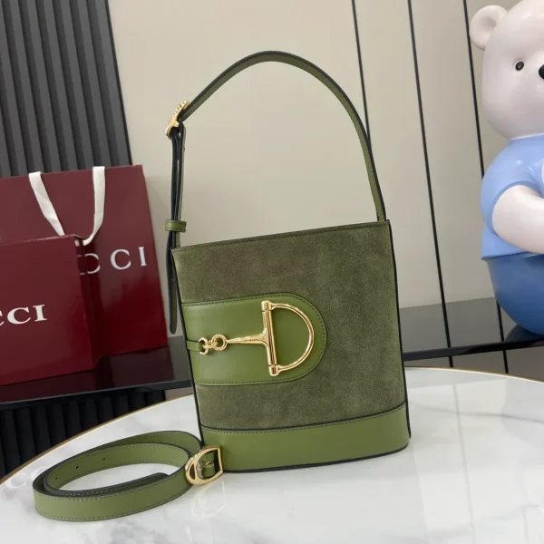 Gucci Horsebit 73 Mini suede shoulder bag in green