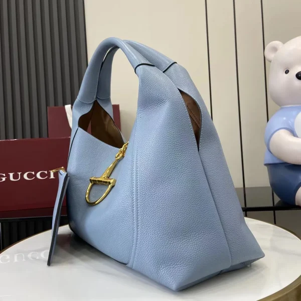 Gucci Softbit Medium Top Handle Bag in Dusty Blue Leather - Image 2