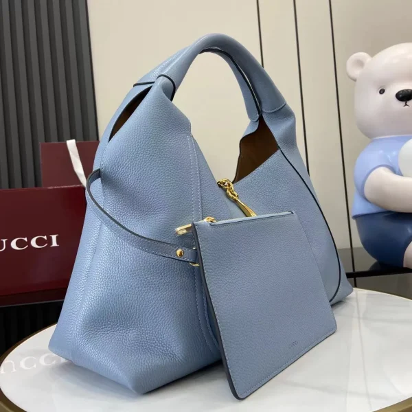 Gucci Softbit Medium Top Handle Bag in Dusty Blue Leather - Image 4