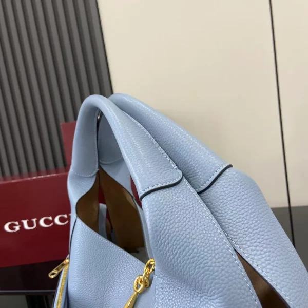 Gucci Softbit Medium Top Handle Bag in Dusty Blue Leather - Image 8
