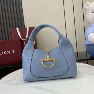 Gucci Softbit medium top handle bag in Grey Leather