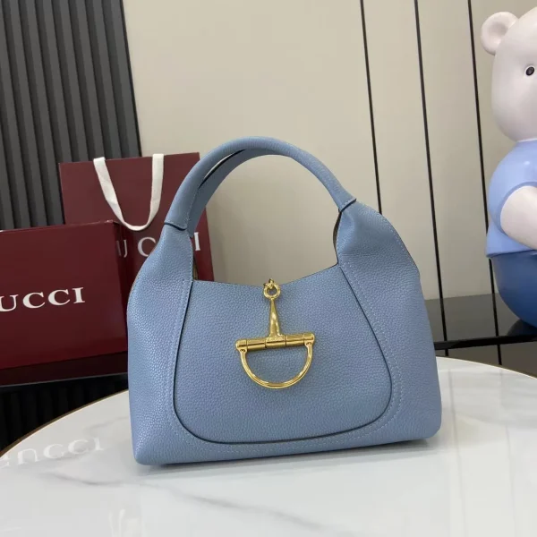 Gucci Softbit medium top handle bag in Grey Leather