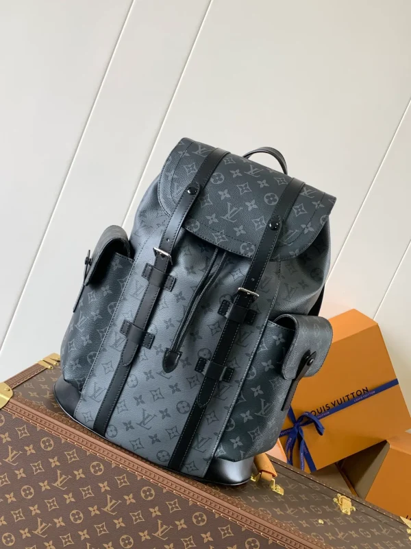 LOUIS VUITTON Damier Graphite Christopher MM Back Pack Black