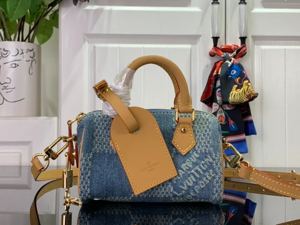 LOUIS VUITTON SPEEDY 18 BANDOULIERE DAMIER DENIM 3D BLUE DENIM - Image 3