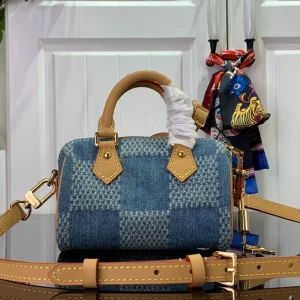 LOUIS VUITTON SPEEDY 18 BANDOULIERE DAMIER DENIM 3D BLUE DENIM
