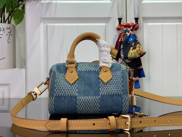LOUIS VUITTON SPEEDY 18 BANDOULIERE DAMIER DENIM 3D BLUE DENIM
