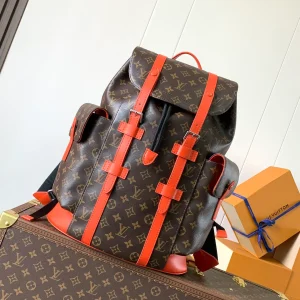 Louis Vuitton Christopher MM Colormania Orange in Monogram Macassar Coated Canvas with Silver-tone