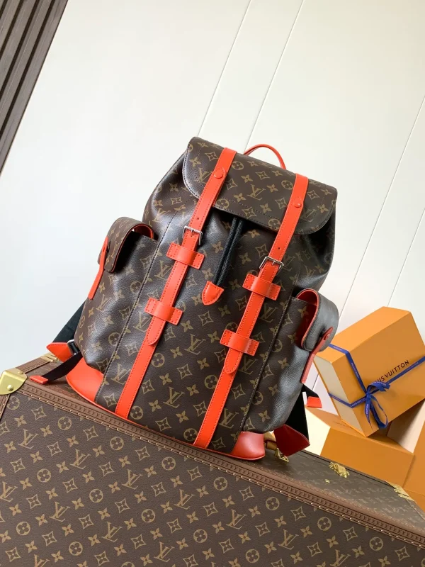 Louis Vuitton Christopher MM Colormania Orange in Monogram Macassar Coated Canvas with Silver-tone