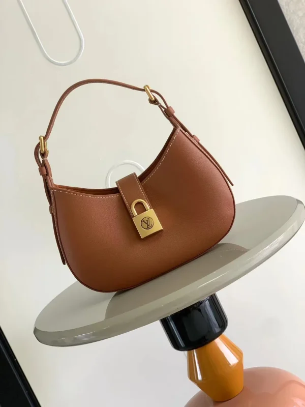 Luxury Calfskin Leather Crescent Shoulder Bag