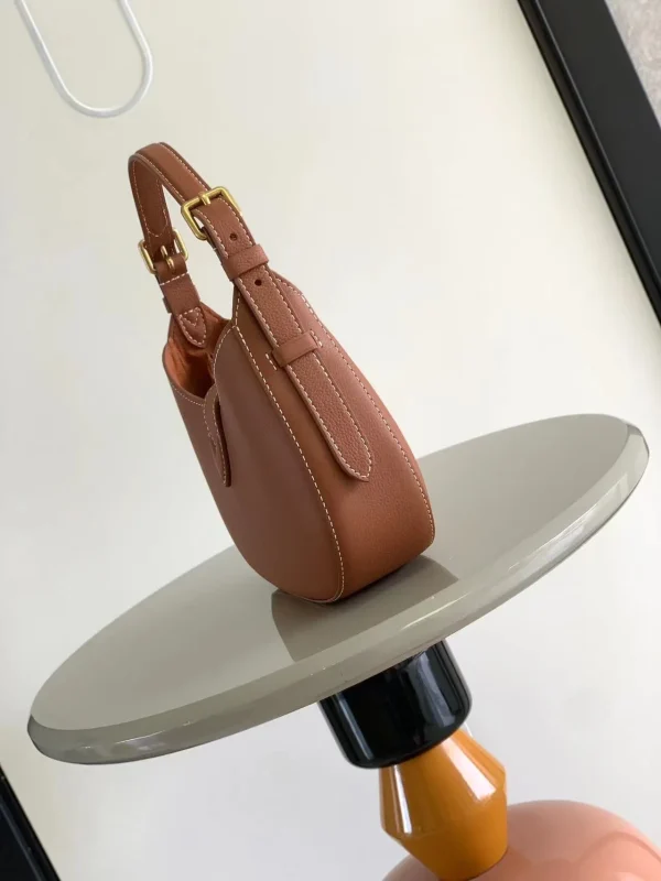 Luxury Calfskin Leather Crescent Shoulder Bag - Image 3