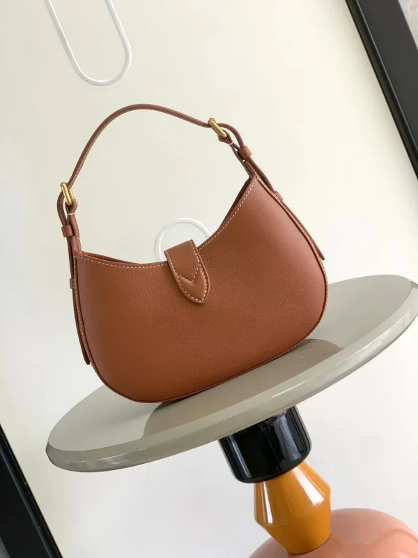 Luxury Calfskin Leather Crescent Shoulder Bag - Image 4