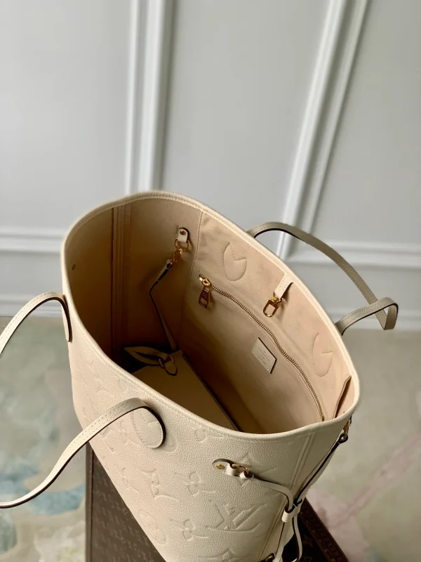 Neverfull MM Tote Bag Luxury Monogram Empreinte Leather Beige - Image 2