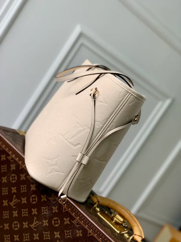 Neverfull MM Tote Bag Luxury Monogram Empreinte Leather Beige - Image 5