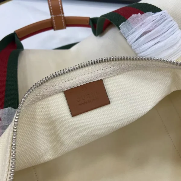 Small printed canvas duffle bag in White Fabric (2) - Image 3