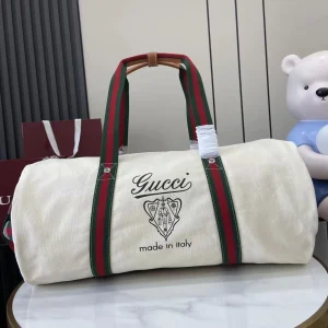 Small printed canvas duffle bag in White Fabric (2)