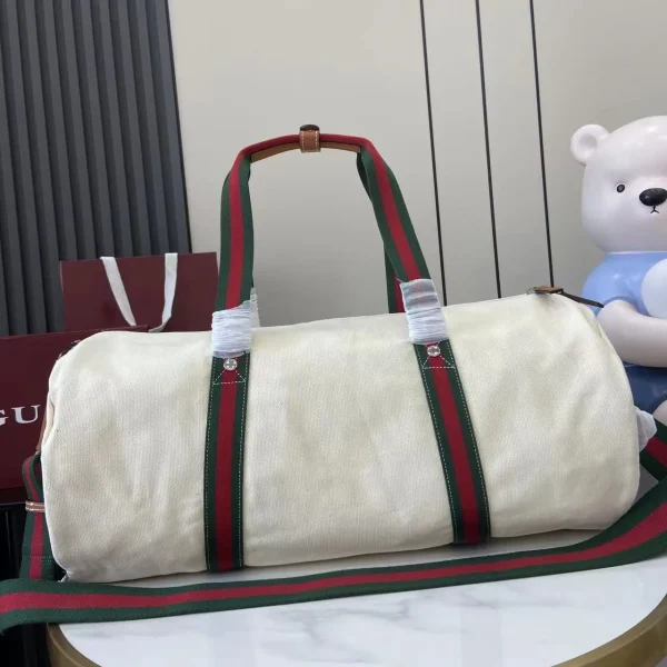 Small printed canvas duffle bag in White Fabric (2) - Image 9