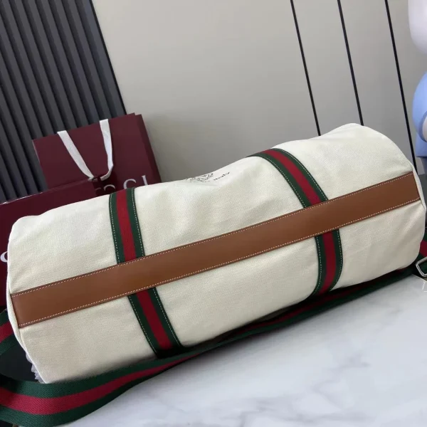 Small printed canvas duffle bag in White Fabric (2) - Image 8