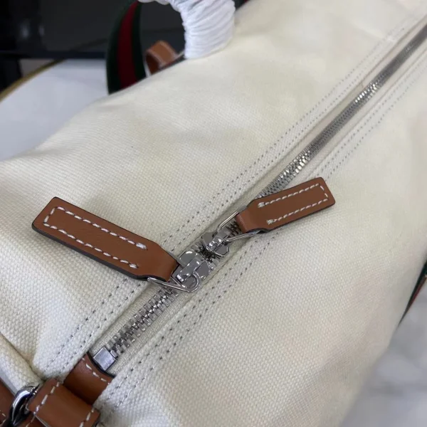 Small printed canvas duffle bag in White Fabric (2) - Image 5