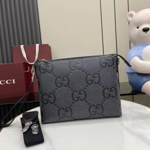 Gucci - GG Media Leather clutch grey