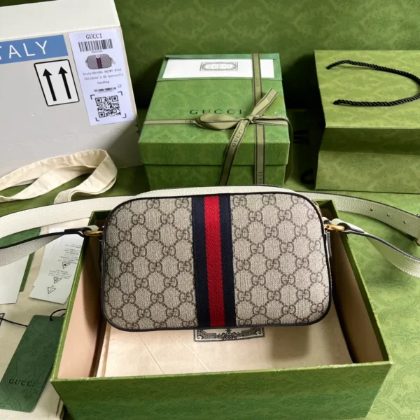 Beige Gucci GG Supreme Ophidia Crossbody Bag - Image 4