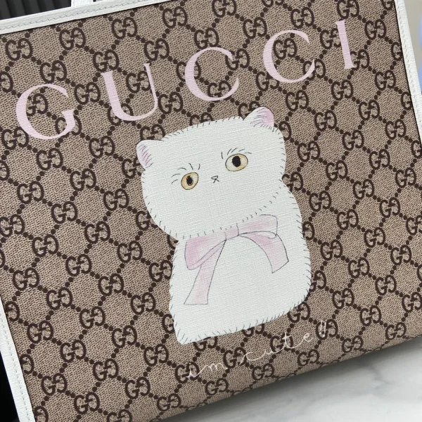 Children's printed GG tote bag in beige and dark brown - Image 8