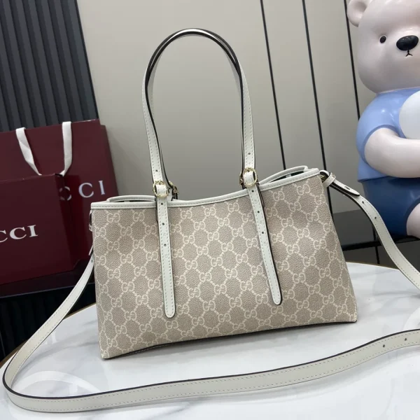 GG Emblem large tote bag in Beige White GG Canvas - Image 6