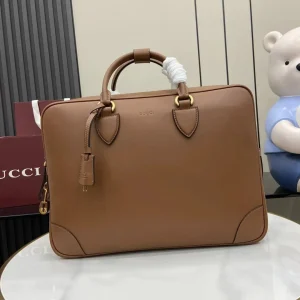 GG Emblem medium briefcase in brown leather