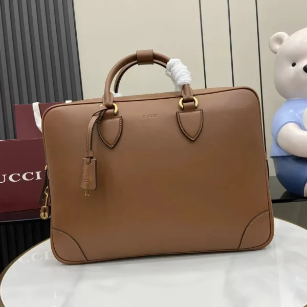 GG Emblem medium briefcase in brown leather