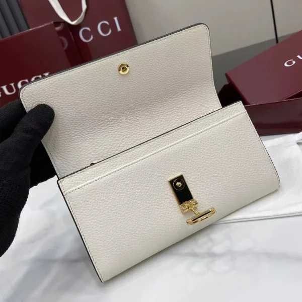 GG Marmont bi-color wallet on chain in Beige Black GG - Image 8