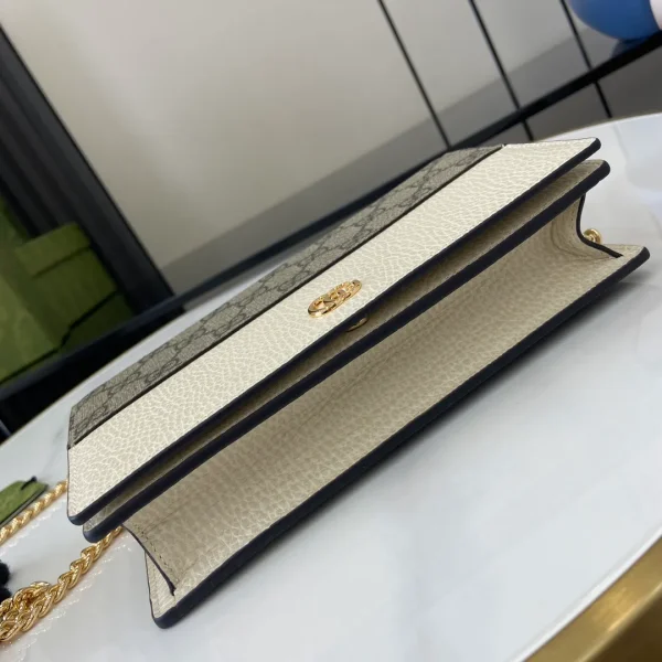 GG Marmont wallet on chain in beige and white GG Supreme - Image 6