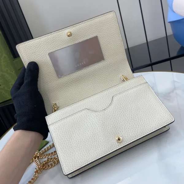 GG Marmont wallet on chain in beige and white GG Supreme - Image 8